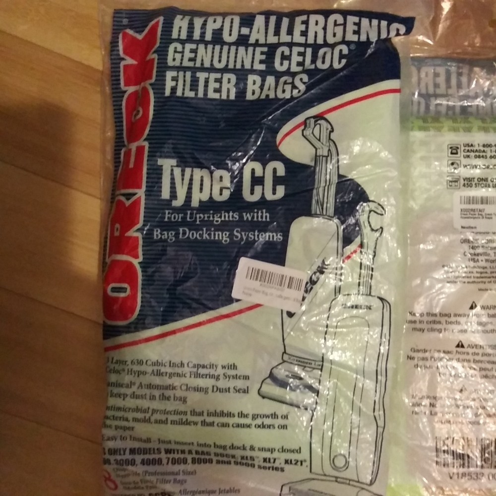 Oreck XL Type CC Vacuum Cleaner 4 New packs Bags CCPK8DW Hypo allergic upright